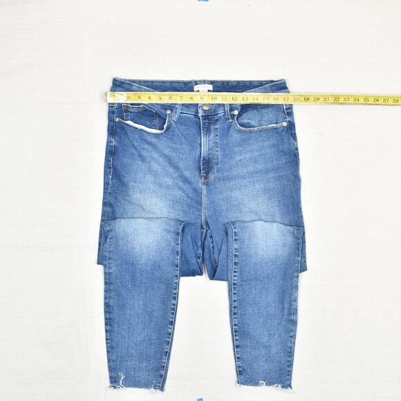 Good American Women's Skinny Jeans Zip Solid Cotton Blend Blue Size 14-18 - Picture 4 of 8